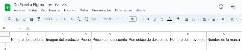 Importar imágenes y datos a Figma desde Excel archivo excel base