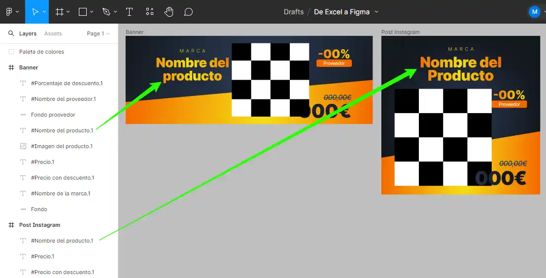 Importar imágenes y datos a Figma desde Excel diseño en figma