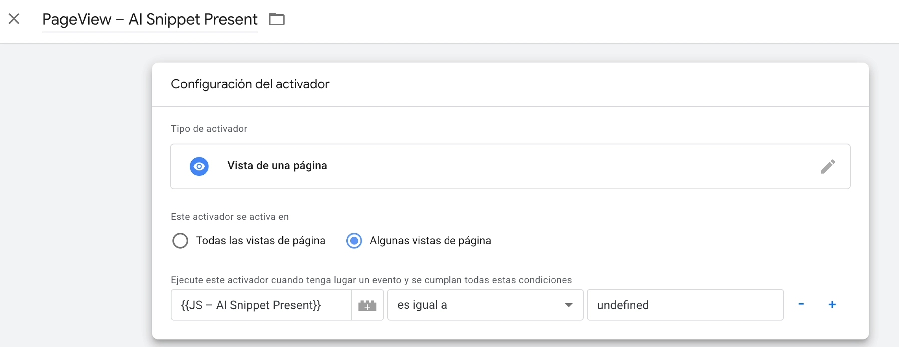 Cómo medir el tráfico de la vista generada con IA en Google activadores tag manager
