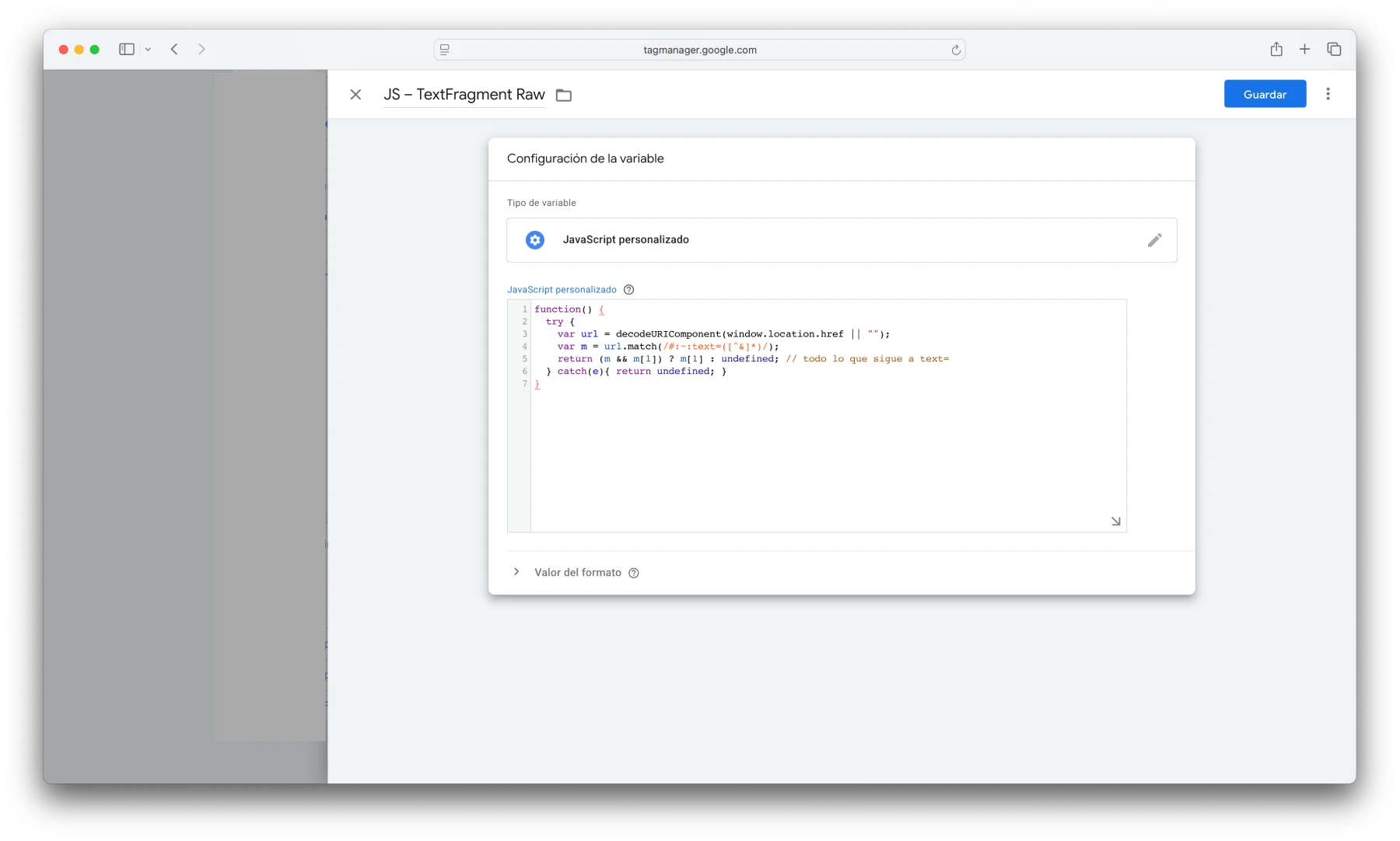 Cómo medir el tráfico de la vista generada con IA en Google fragmento java tag manager