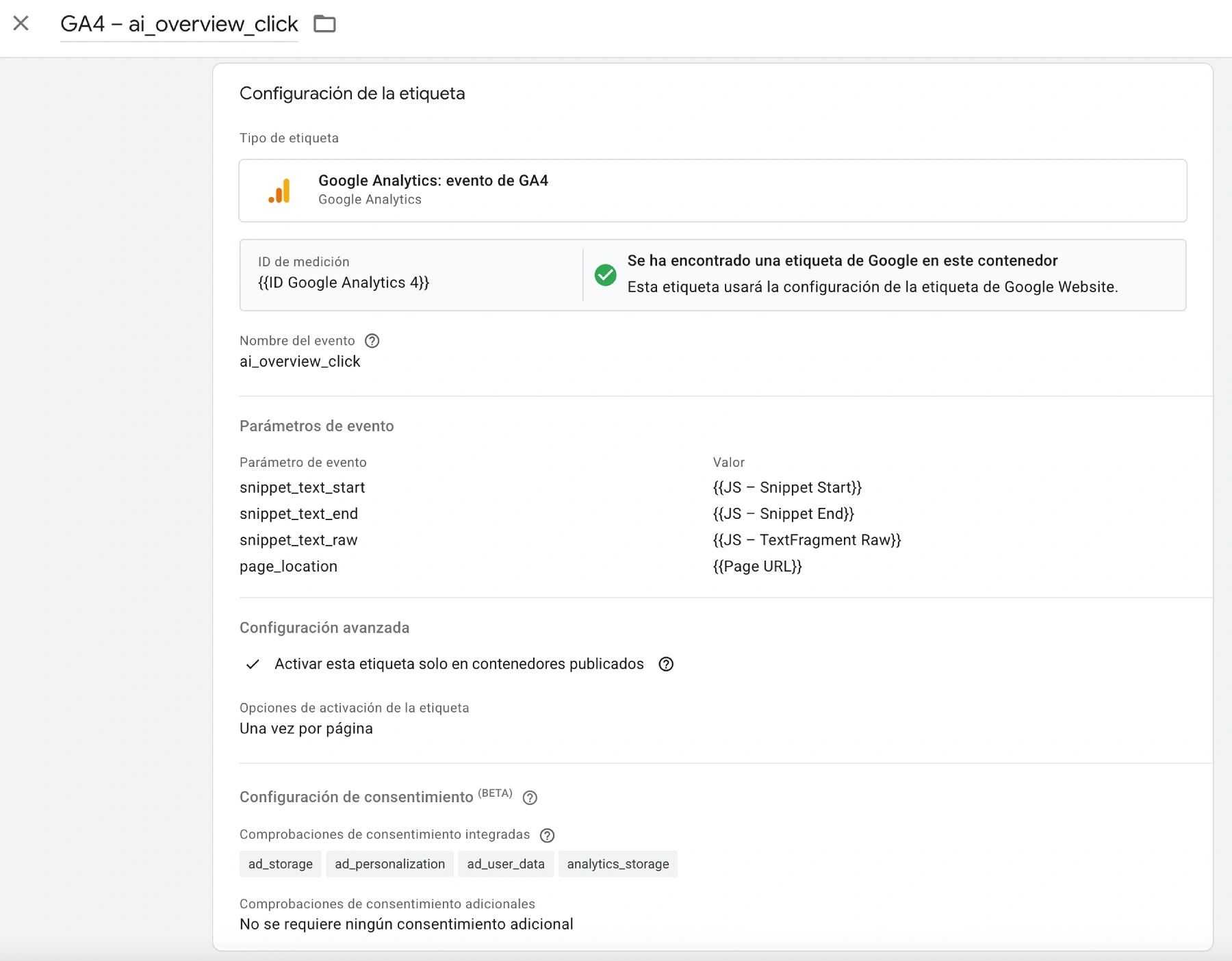 Cómo medir el tráfico de la vista generada con IA en Google etiqueta ga4 tag manager